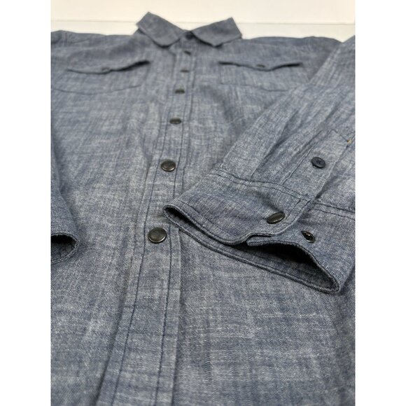 Stio Men’s Large Ashton Chambray Snap Shirt Western Rodeo Outdoors Pockets - Picture 8 of 16